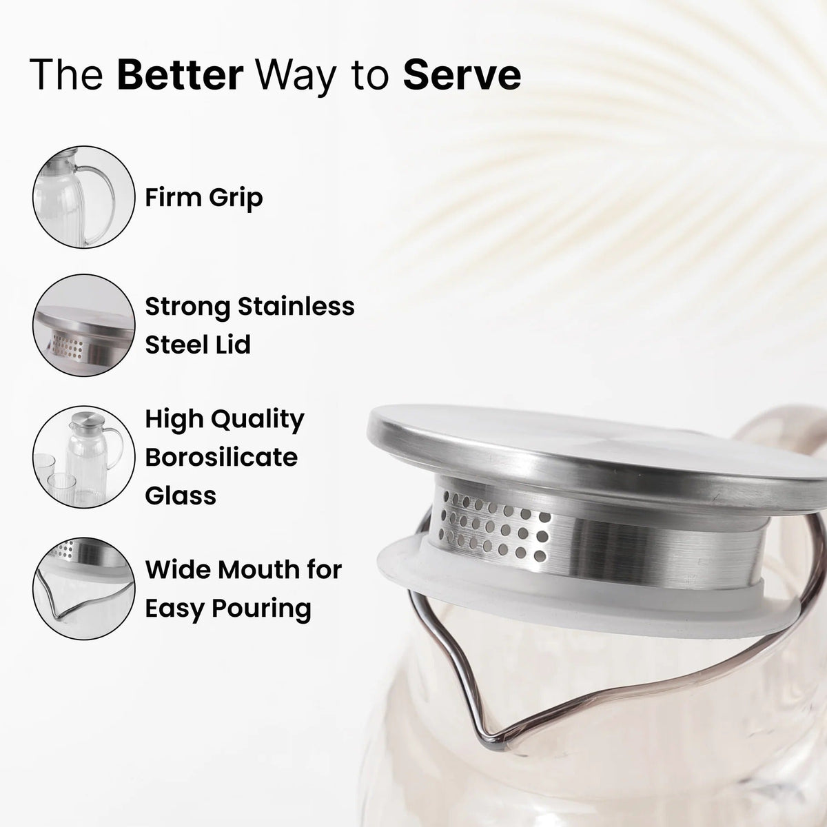 Borosilicate Jugs and Glasses Set Grey Pack of 5