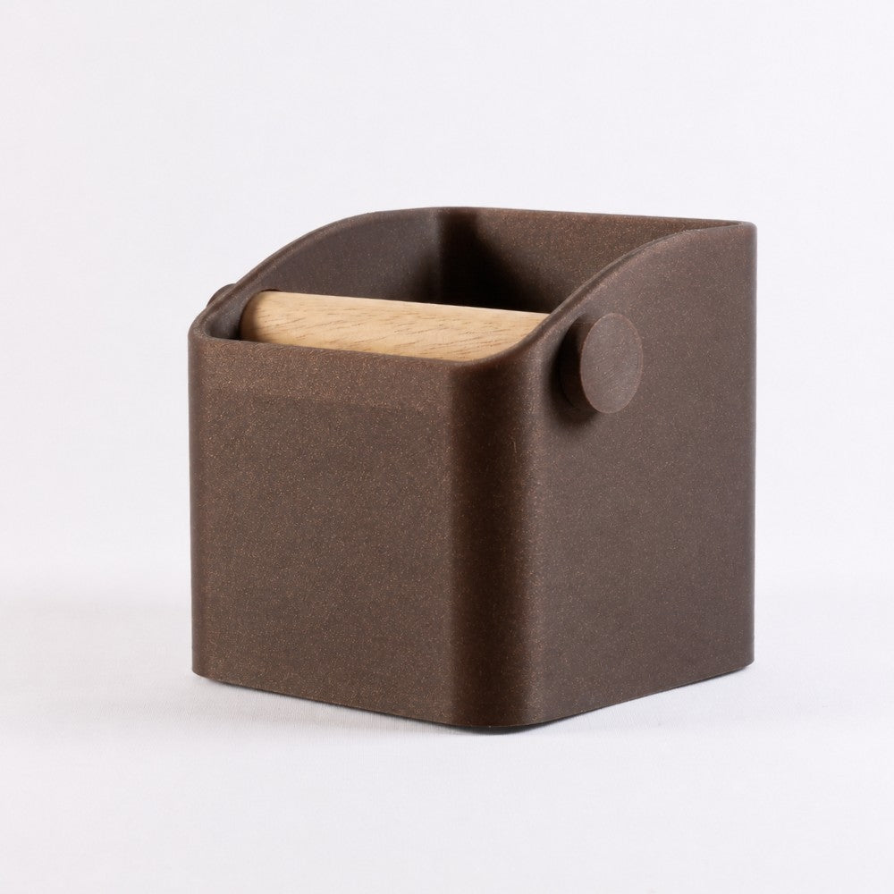 Square Espresso Knock Box with Oak Knock Bar Galaxy Brown
