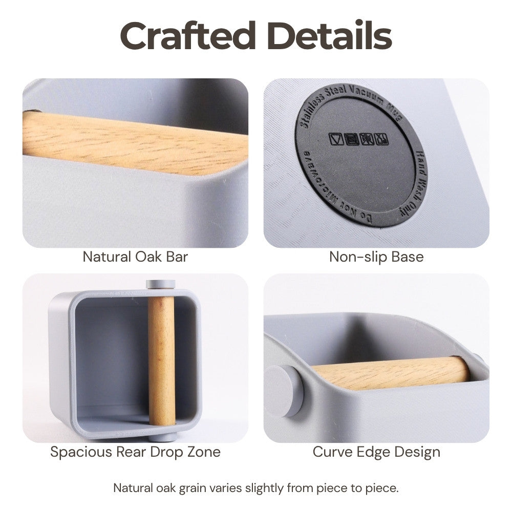 Square Espresso Knock Box with Oak Knock Bar