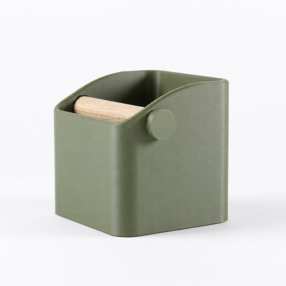 Square Espresso Knock Box with Oak Knock Bar