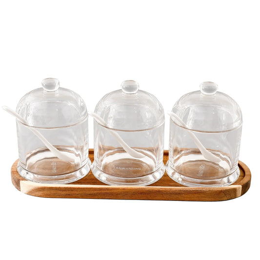 Set of 3 Borosilicate Glass Kitchen Storage Jars, 280 ml Each, Airtight, Transparent