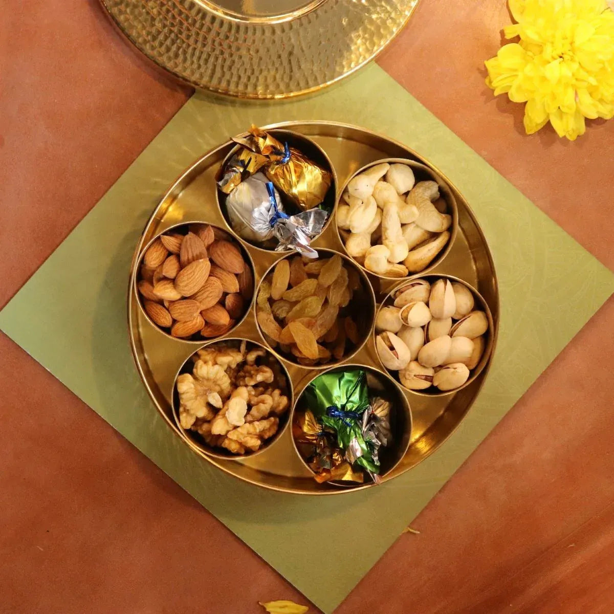 Traditional Brass Spice Box Masala Dabba Anjarai Petti