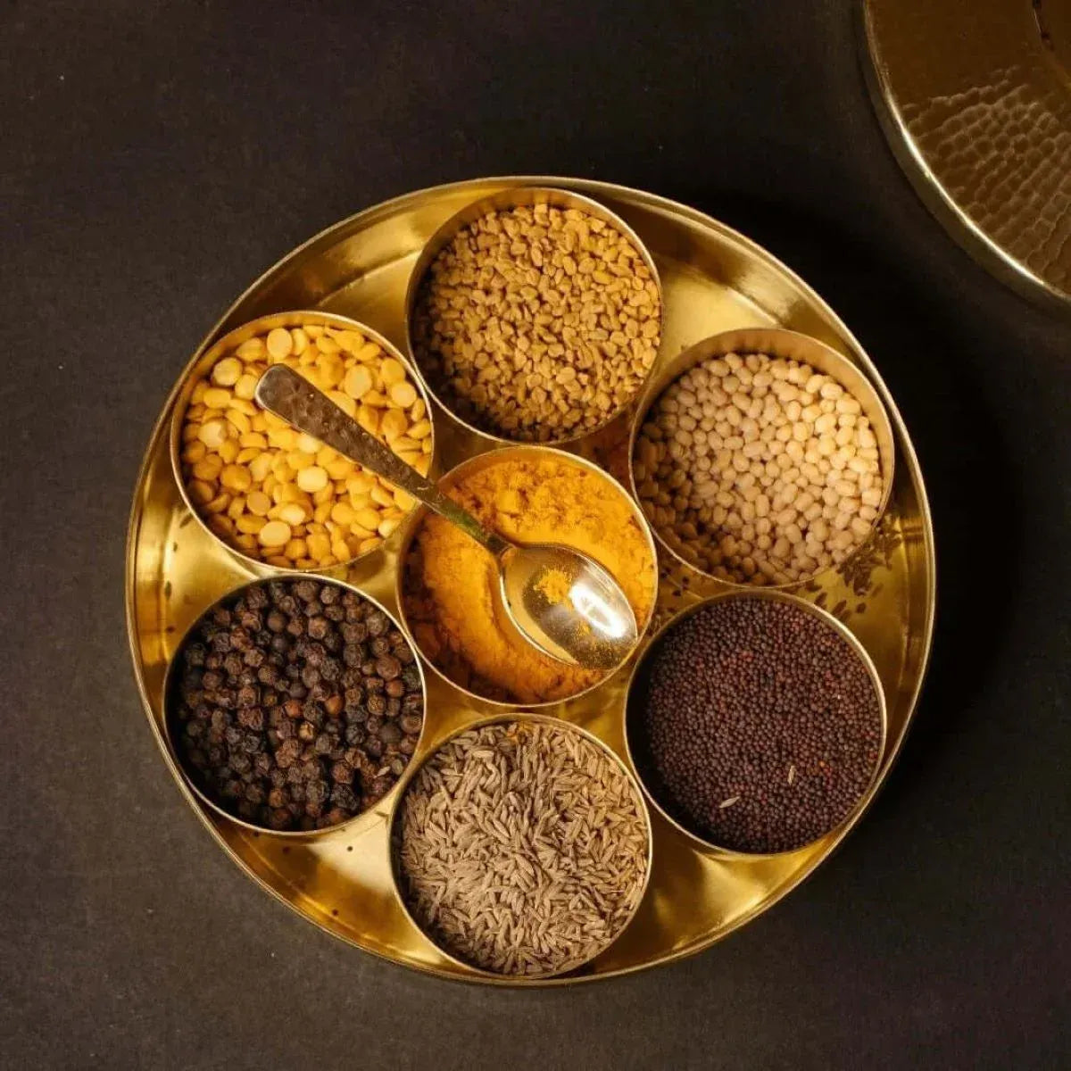 Traditional Brass Spice Box Masala Dabba Anjarai Petti