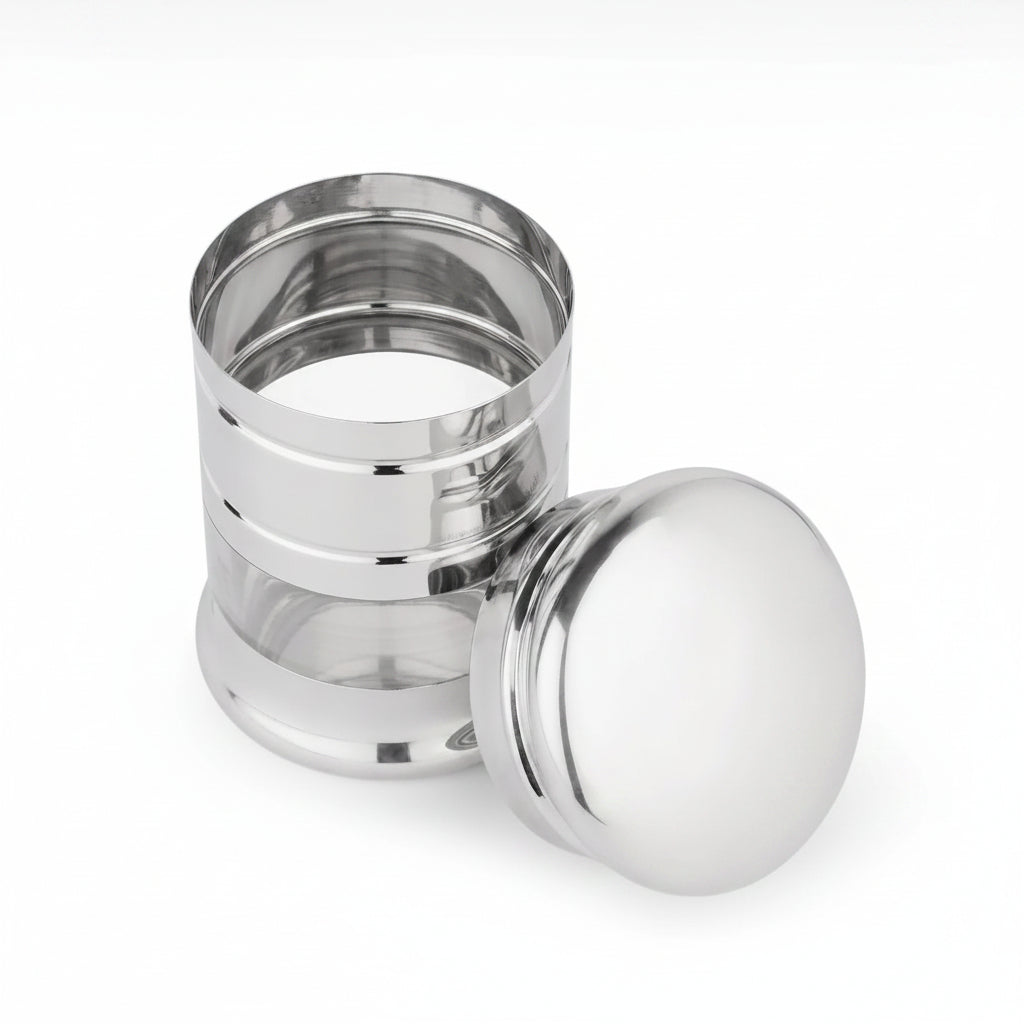 Stainless Steel Containers 1.5L, Set of 2, Rust Proof, Kitchen Storage Dabba