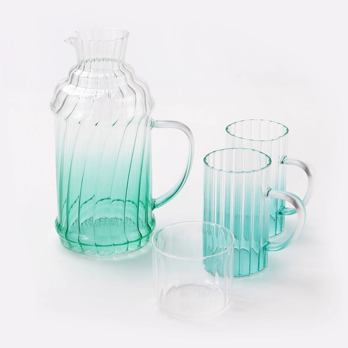 Borosilicate Glass Water Jug 1200 ml + 2 Cups 280 ml Gift Set