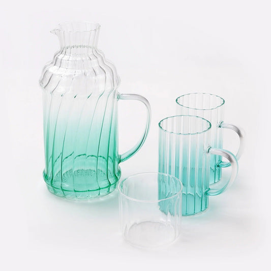 Borosilicate Glass Water Jug 1200 ml + 2 Cups 280 ml Gift Set