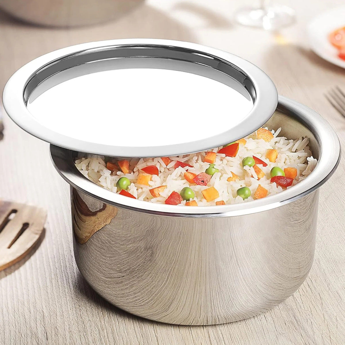 Triply Stainless Steel Tope Patila with Lid 3L 20 cm Handi Casserole Gas Induction