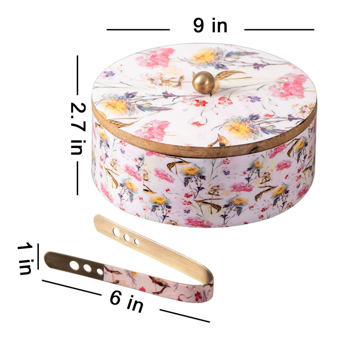Roti Box With Tong Pink Teak Wood Enamel Print