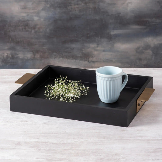 Black MDF Serving Tray Modern Design