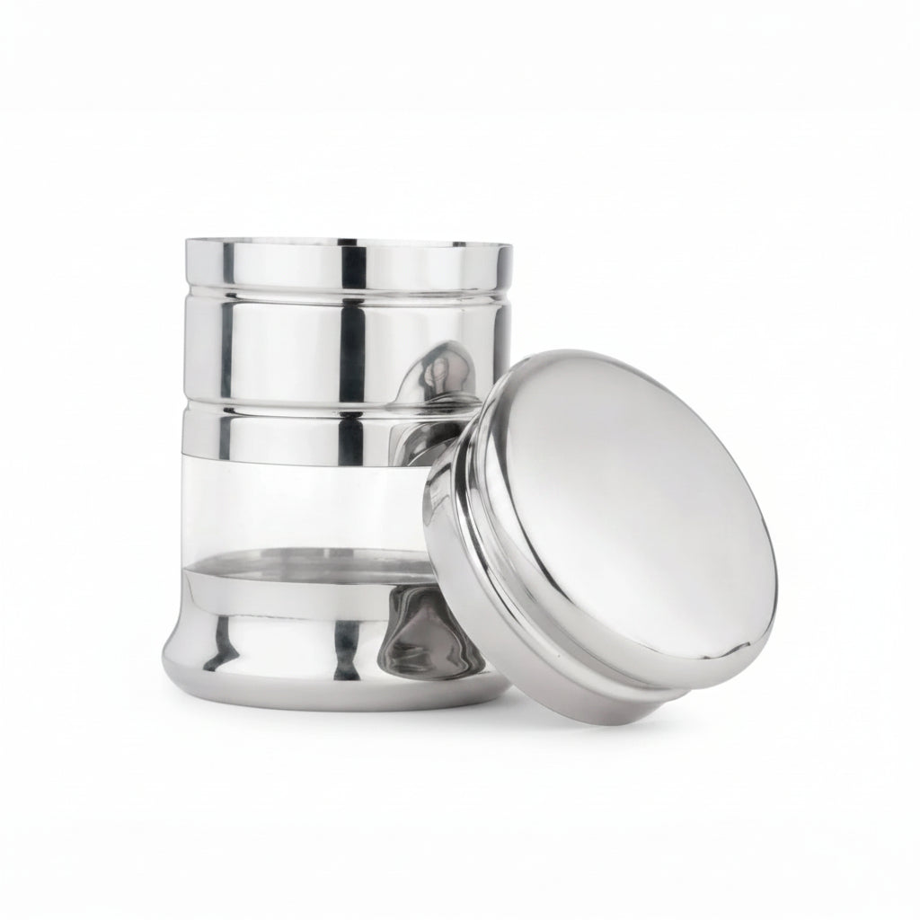 Stainless Steel Containers 1.5L, Set of 2, Rust Proof, Kitchen Storage Dabba