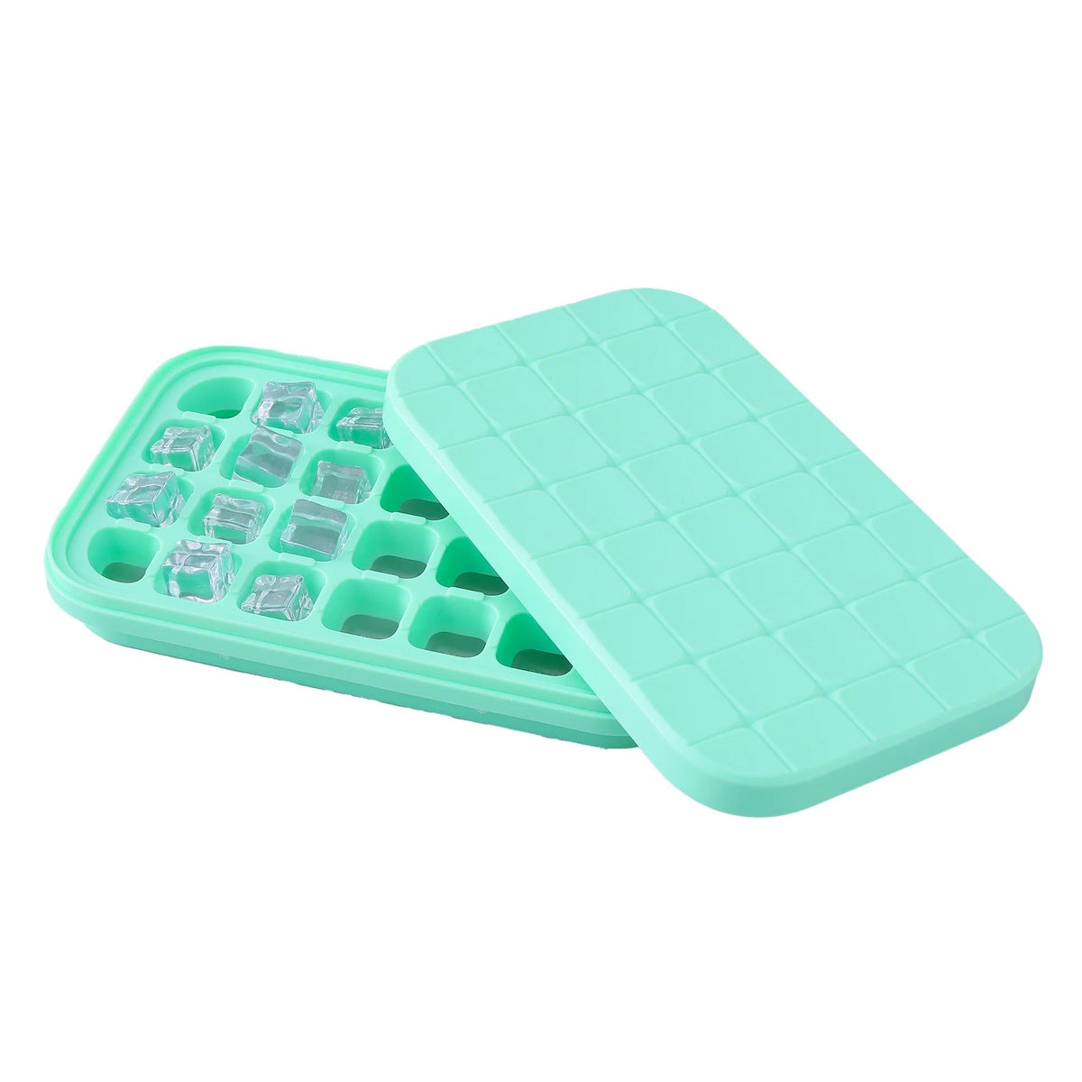 Single Layer Ice Cube Tray, 28 Compartments, BPA Free, Green
