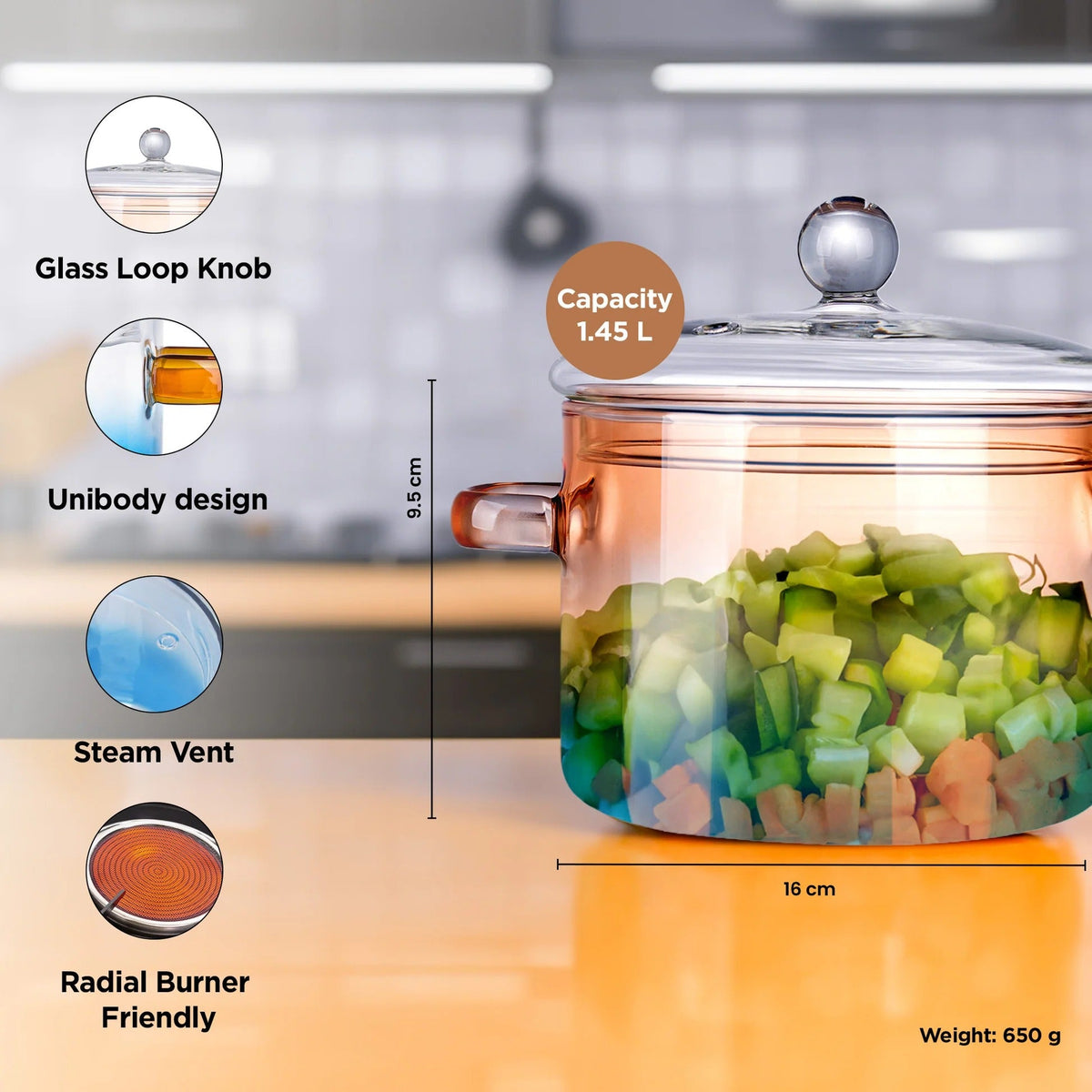 UMAI Borosilicate Pot Amber OYA001-AMB