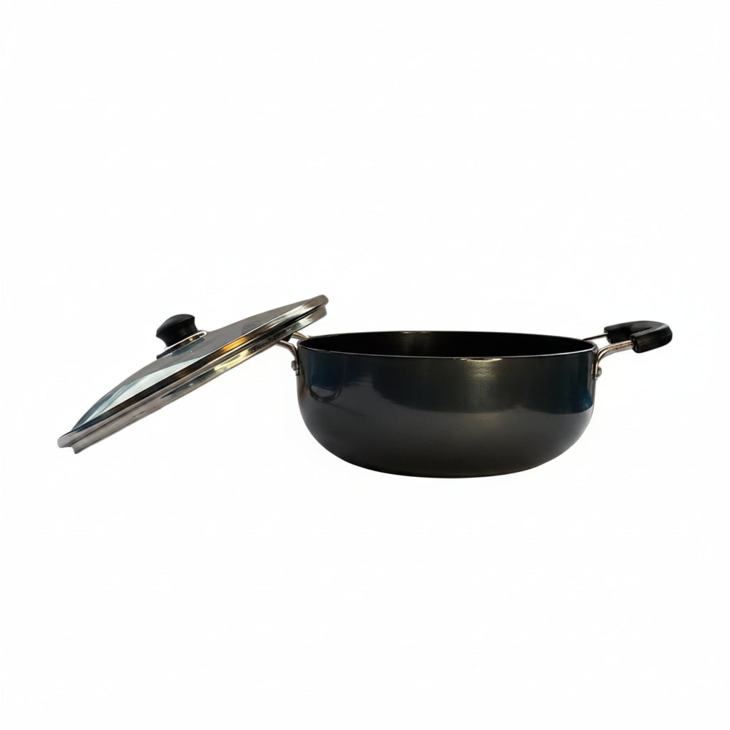 Hard Anodized Non-Stick Aluminium Kadai 2.8L with Lid Bakelite Handle Induction