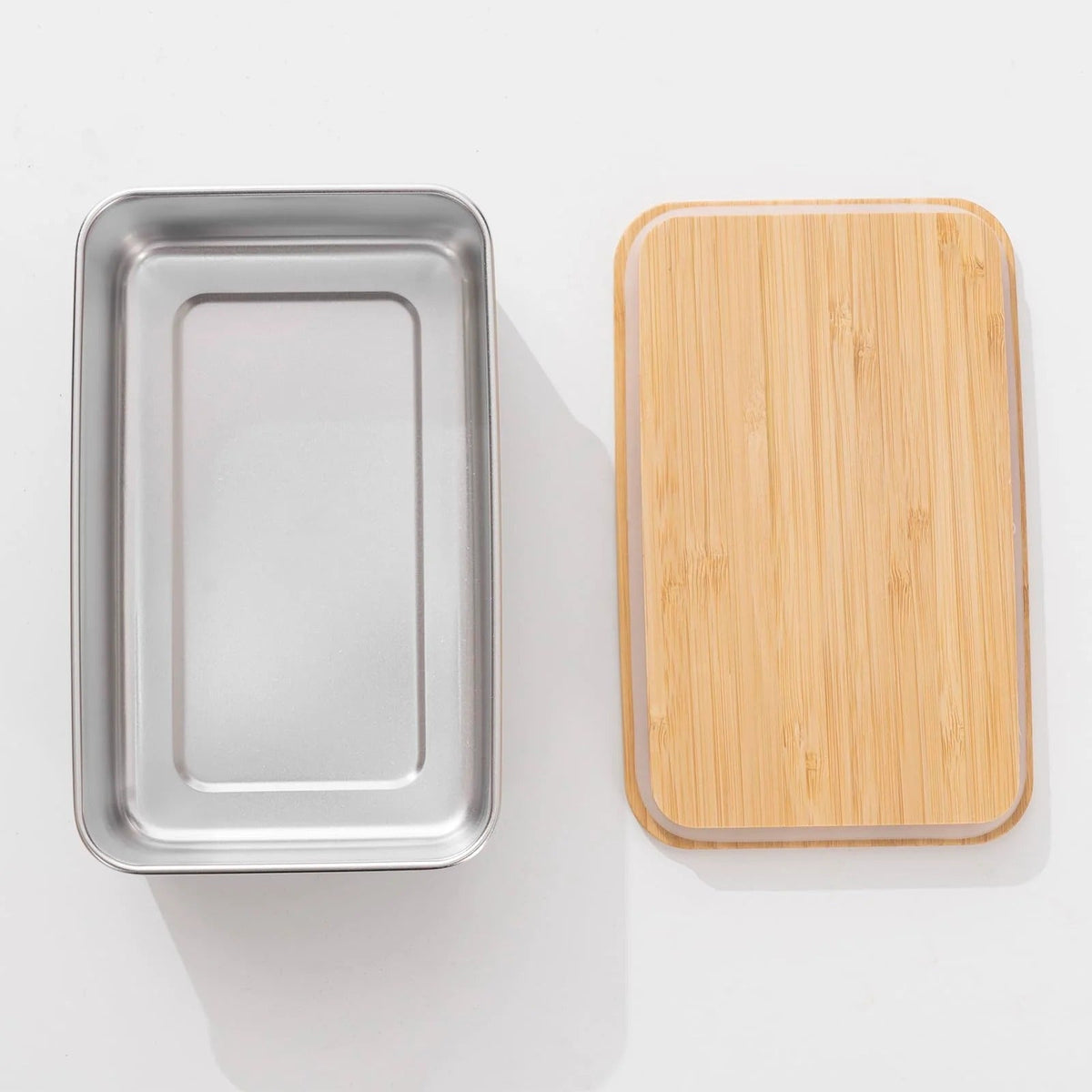 304 SS Microwave Safe Container 950 ml, Bamboo Lid, Stainless Steel Lunch Box