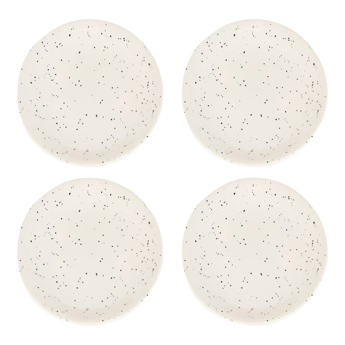 Ceramic Full Dinner Plate 10 inch 4pcs White with Dots Microwave Safe Scratch Resistant